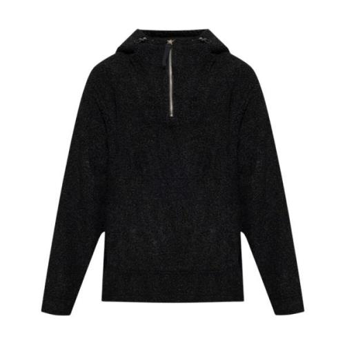 Helmut Lang Texturerad Half-Zip Hoodie Black, Herr