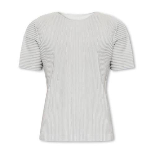 Issey Miyake Veckad T-shirt Gray, Herr