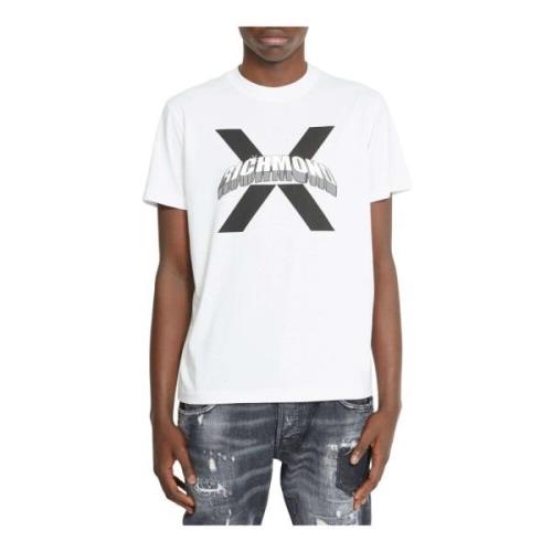 John Richmond Logo Print T-Shirt White, Herr