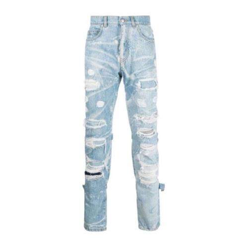 John Richmond Slim Fit Jeans i 100% bomull med slitna detaljer Blue, H...