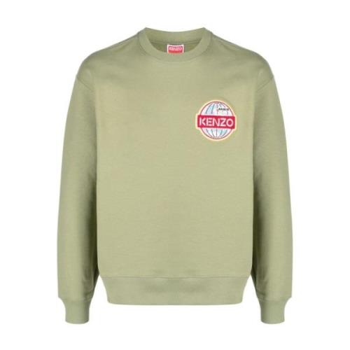 Kenzo Logo-Broderad Tröja Green, Herr