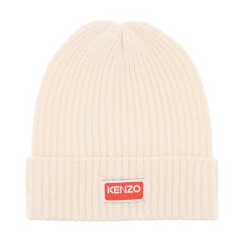 Kenzo Räfflad ull beanie mössa White, Herr