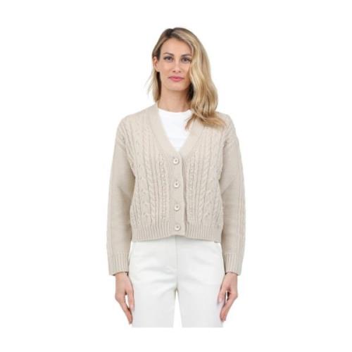 Max Mara Flätad Ull Cardigan Beige, Dam