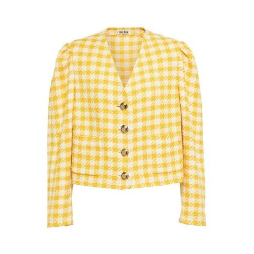 Miu Miu Elegant Tweed Cropped-Jacka Yellow, Dam