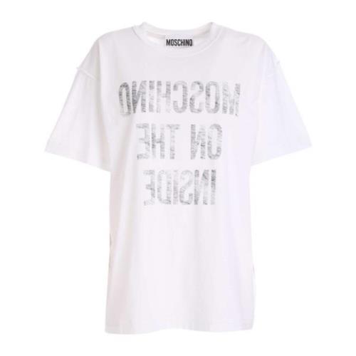 Moschino Vit Inside Out T-Shirt för Kvinnor White, Dam