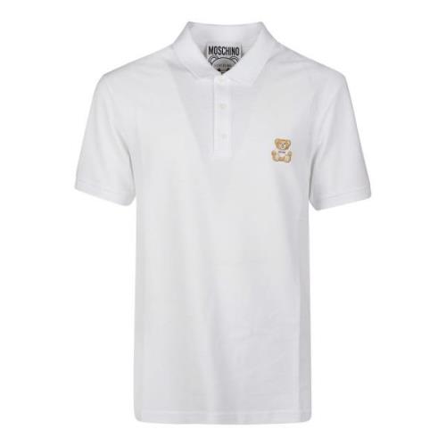 Moschino Teddy Bear Patch Polo Shirt White, Herr