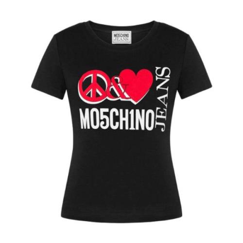 Moschino Kortärmad Logo T-Shirt Black, Dam