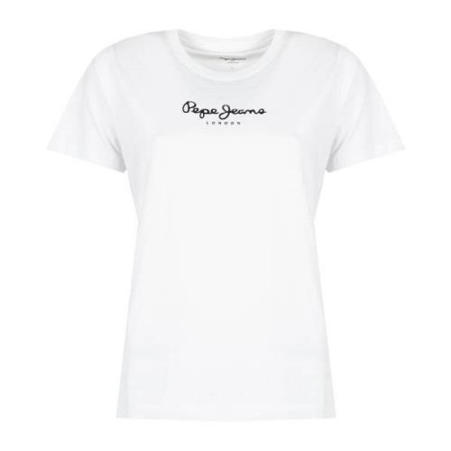 Pepe Jeans Enkel Rundhalsad T-Shirt White, Dam