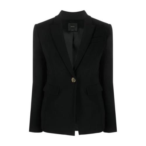 Pinko Svart enkelknäppt blazer Black, Dam