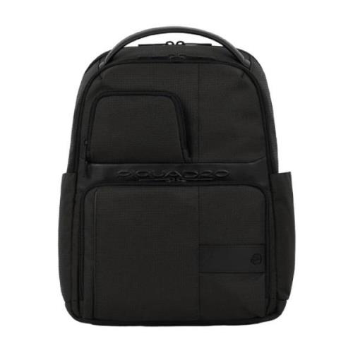 Piquadro Svart Bucket Bag Ryggsäck med Tekniska Funktioner Black, Herr