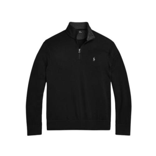 Polo Ralph Lauren Mjuk bomull halv-zip tröja Black, Herr