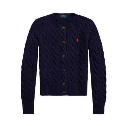 Polo Ralph Lauren Twistad Cashmere Ull Cardigan Blue, Dam