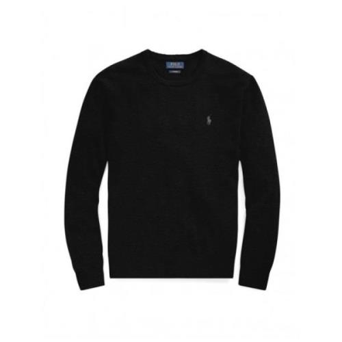 Polo Ralph Lauren Svart Cashmere Rund Hals Tröja Black, Herr