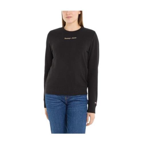 Tommy Hilfiger Klassisk Gold Linear Sweatshirt Black, Dam