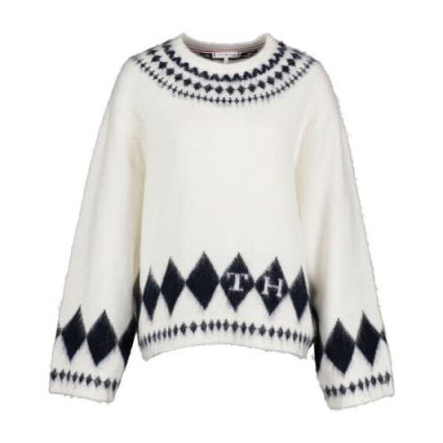 Tommy Hilfiger Fairisle Ullstickat White, Dam