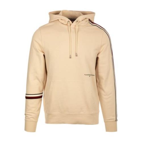 Tommy Hilfiger Vit huvtröja i bomull med varumärkeslogotyp Beige, Herr