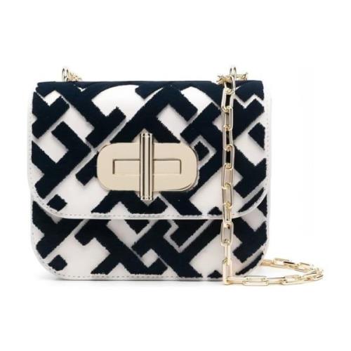 Tommy Hilfiger Vit Läder Crossbody Väska Monogram White, Dam