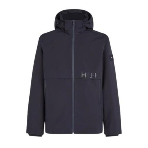 Tommy Hilfiger Vattentät Huva Jacka med Justerbar Passform Blue, Herr