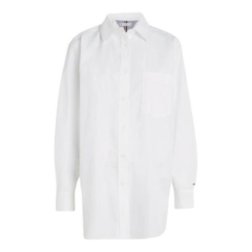 Tommy Hilfiger Oversized Bomullspoplin Skjorta White, Dam