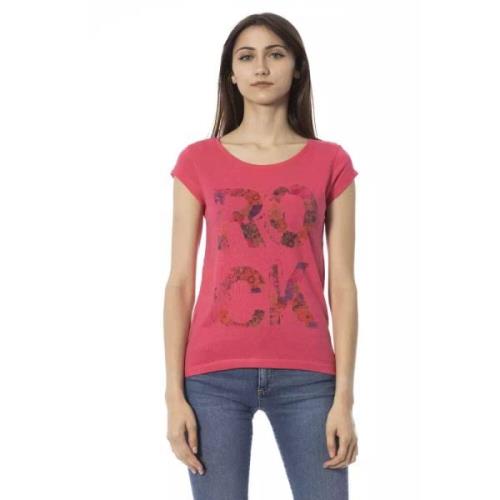 Trussardi Rosa Bomull Kortärmad T-shirt med Framsida Tryck Pink, Dam