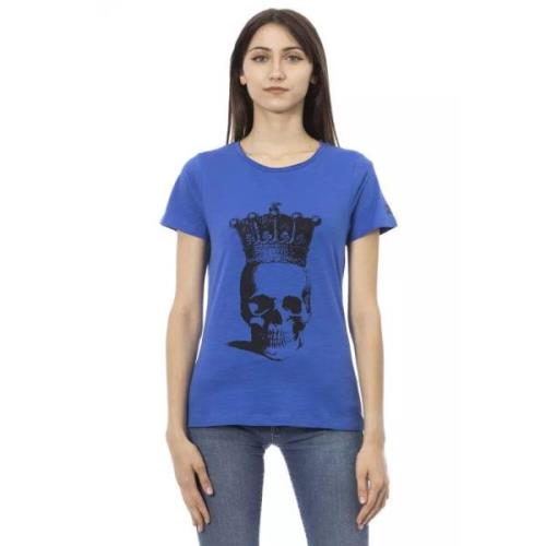 Trussardi Blå Bomull Kortärmad T-shirt med Framtryck Blue, Dam