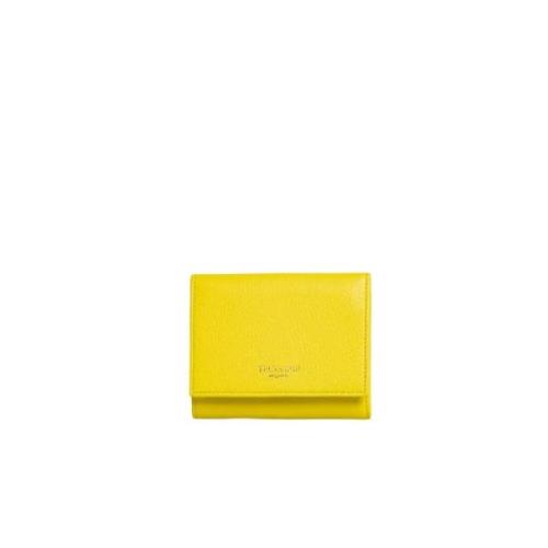 Trussardi Gul Läder Miniplånbok med Präglad Logotyp Yellow, Dam