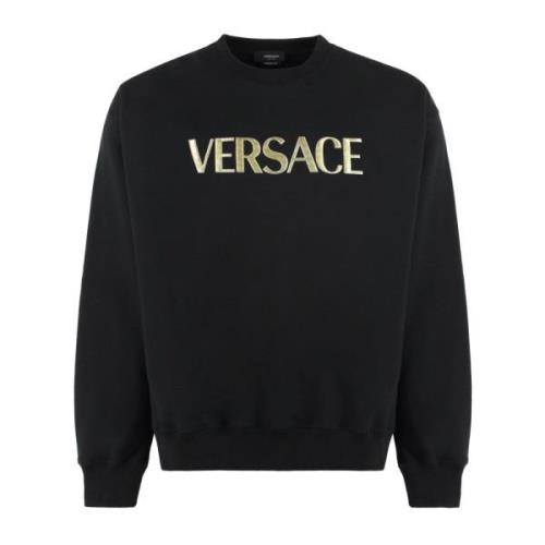 Versace Bomull Logo Sweatshirt Black, Herr
