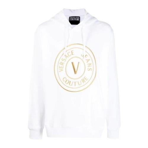 Versace Vit Huvtröja med Logotryck White, Herr