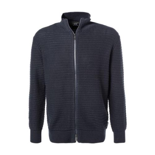 Armani Exchange Blå Tröja med Hög Krage och Bouclé Detalj Blue, Herr