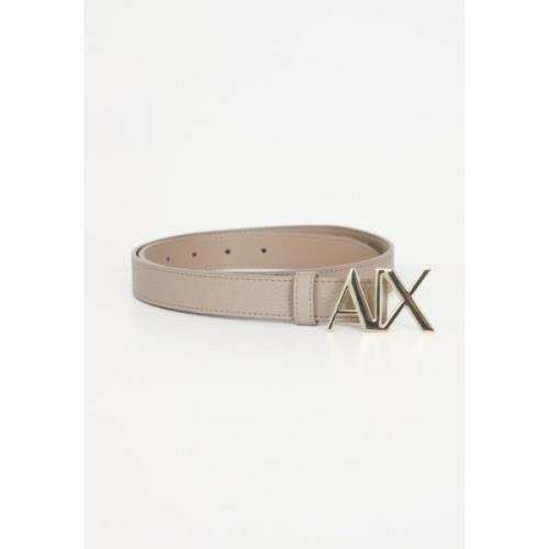 Armani Exchange Texturerat tryckt dambälte med metalllogospänne Beige,...