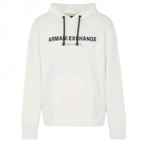 Armani Exchange Vit huvtröja med brösttryck White, Herr