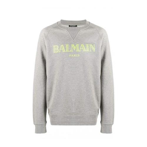 Balmain Oversized Logo Crewneck Sweatshirt Gray, Herr