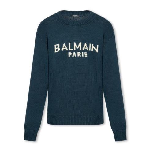 Balmain Tröja med logotyp Blue, Herr