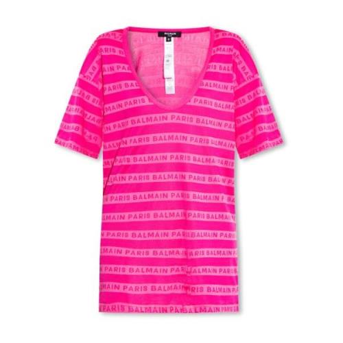 Balmain T-shirt med logotyp Pink, Dam