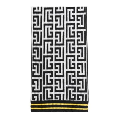 Balmain Wool and cashmere scarf with monogram pattern Multicolor, Herr