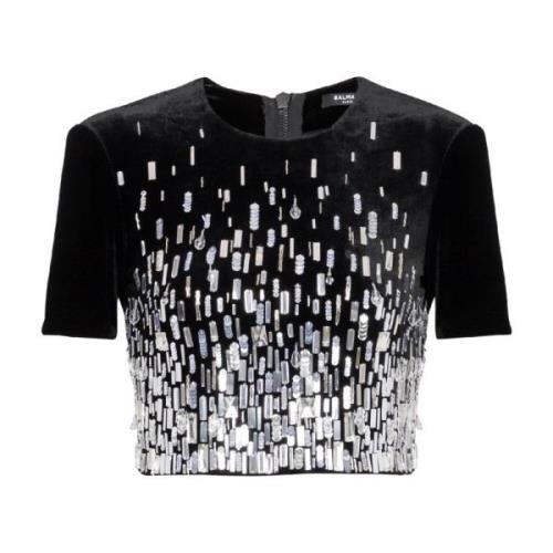 Balmain Prydd crop top Black, Dam