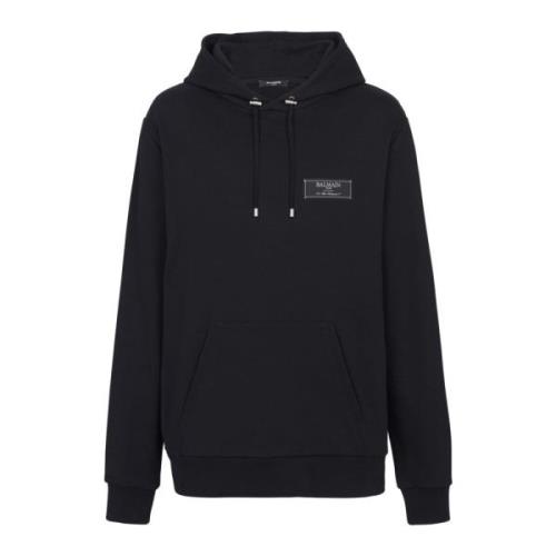 Balmain Pierre label hoodie Black, Herr