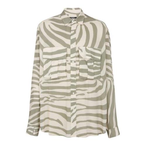 Balmain Zebra mönstrad skjorta Beige, Herr