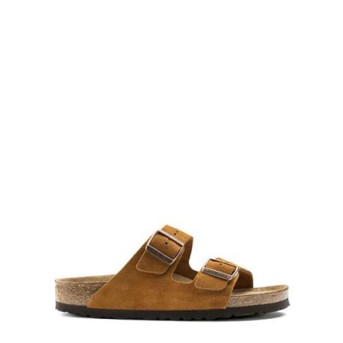 Birkenstock Sandaler Arizona Suede Soft Footbed Brown, Herr