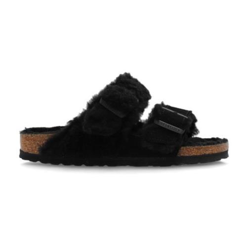 Birkenstock Arizona Split Teddy slides Black, Dam