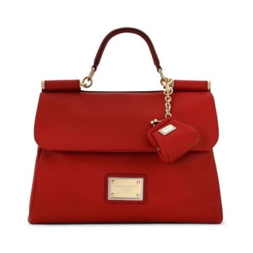 Dolce & Gabbana Röd Sicily Axelväska - Lyxigt kalvskinn Red, Dam