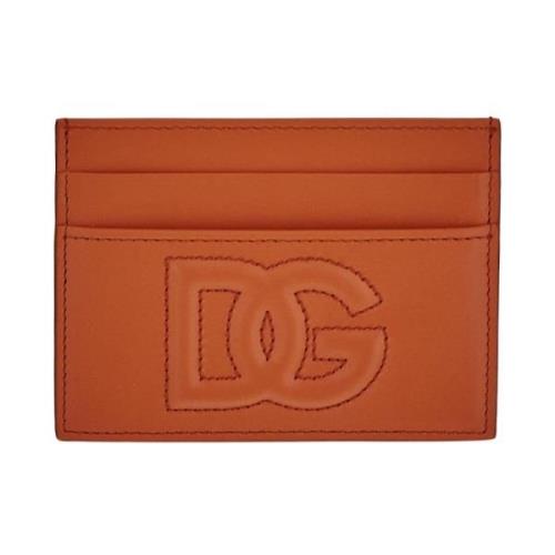 Dolce & Gabbana Smala Läderplånböcker Korthållare Orange, Dam