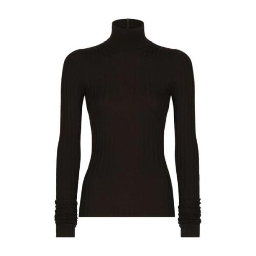 Dolce & Gabbana Svarta Sweaters med Hög Hals Black, Dam