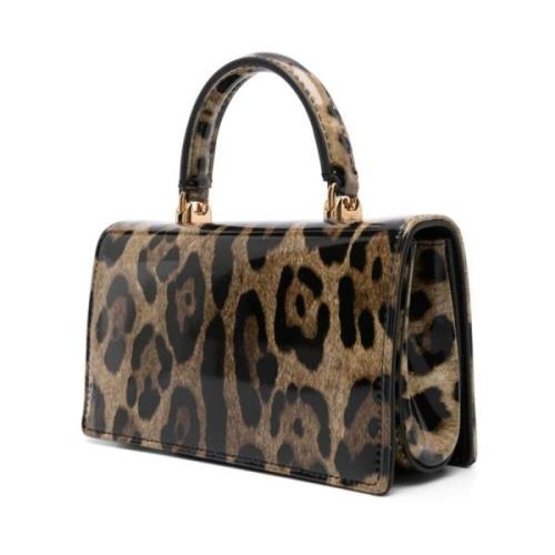 Dolce & Gabbana Leopardmönstrad Crossbody-väska, Brun Brown, Dam