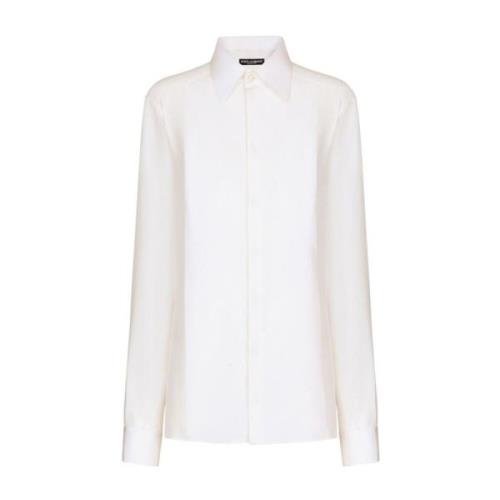 Dolce & Gabbana Vit Siden Crepe-de-Chine Skjorta White, Dam