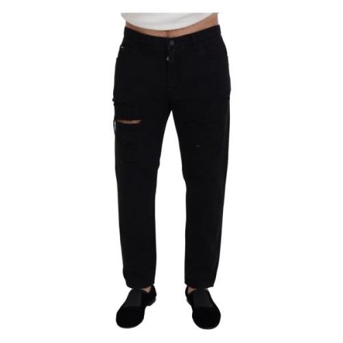 Dolce & Gabbana Autentiska Svarta Slim-Fit Jeans Black, Herr