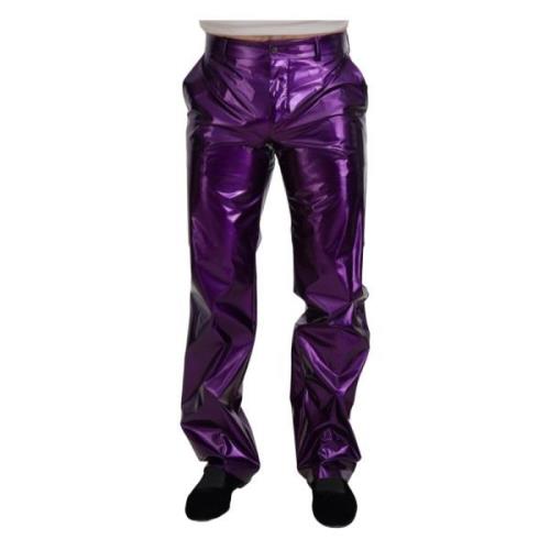 Dolce & Gabbana Lila Skimrande Straight Fit Byxor Purple, Herr