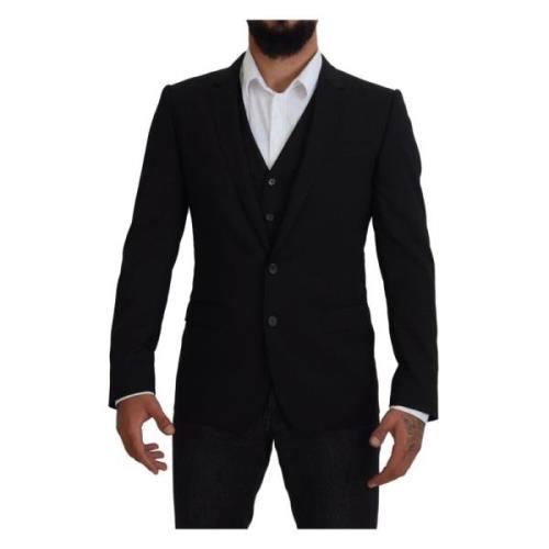 Dolce & Gabbana Svart Jacka Väst 2-delad Martini Blazer Black, Herr