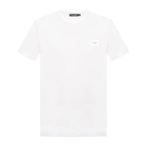 Dolce & Gabbana Logo Plaque T-Shirt - Lyxig Stil White, Herr