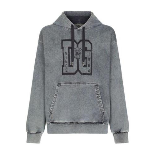 Dolce & Gabbana Denim Logo Hoodie Gray, Herr